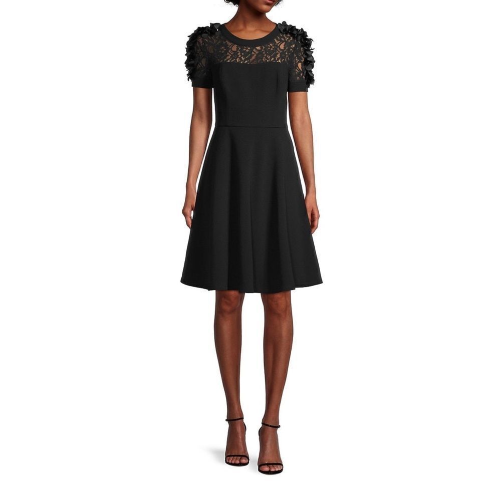 Shani Floral Applique Fit-&-Flare Crepe Dress size 8